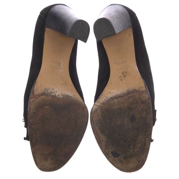 Authentic Gucci Black Silver Horsebit Fringe Tassel Loafer Block Heel Shoe 8.5 - Picture 5 of 6